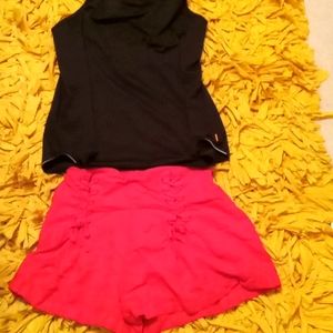 Red A New Day Bohemian Lace Up Shorts (Size Small)